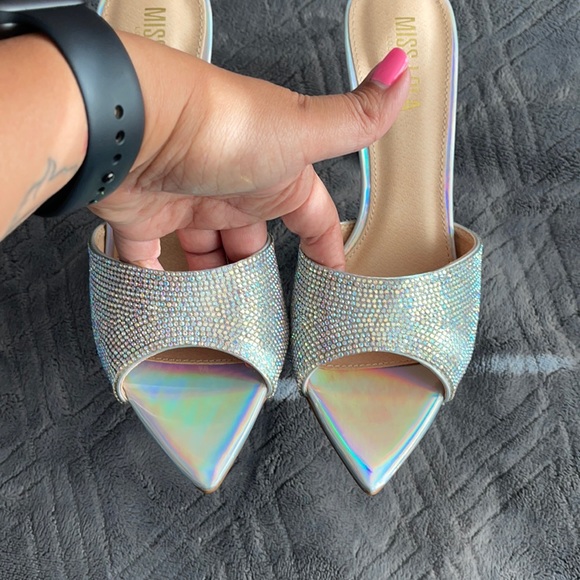 Miss Lola- Silver Holographic Rhinestone Heels - Picture 4 of 5